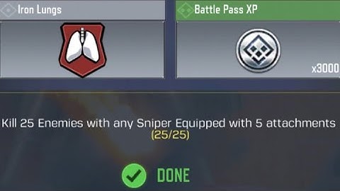 Call Of Duty Mobile Kill 25 Enemies with any Sniper Equipped with 5 attachments Task Complete