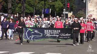 Heritage High School Marching Band in the 2025 Raleigh Christmas Parade