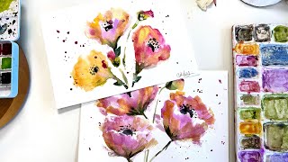 Loose watercolor flower painting so fun, anyone can do 'em! Tutorial with my Grandaughter.