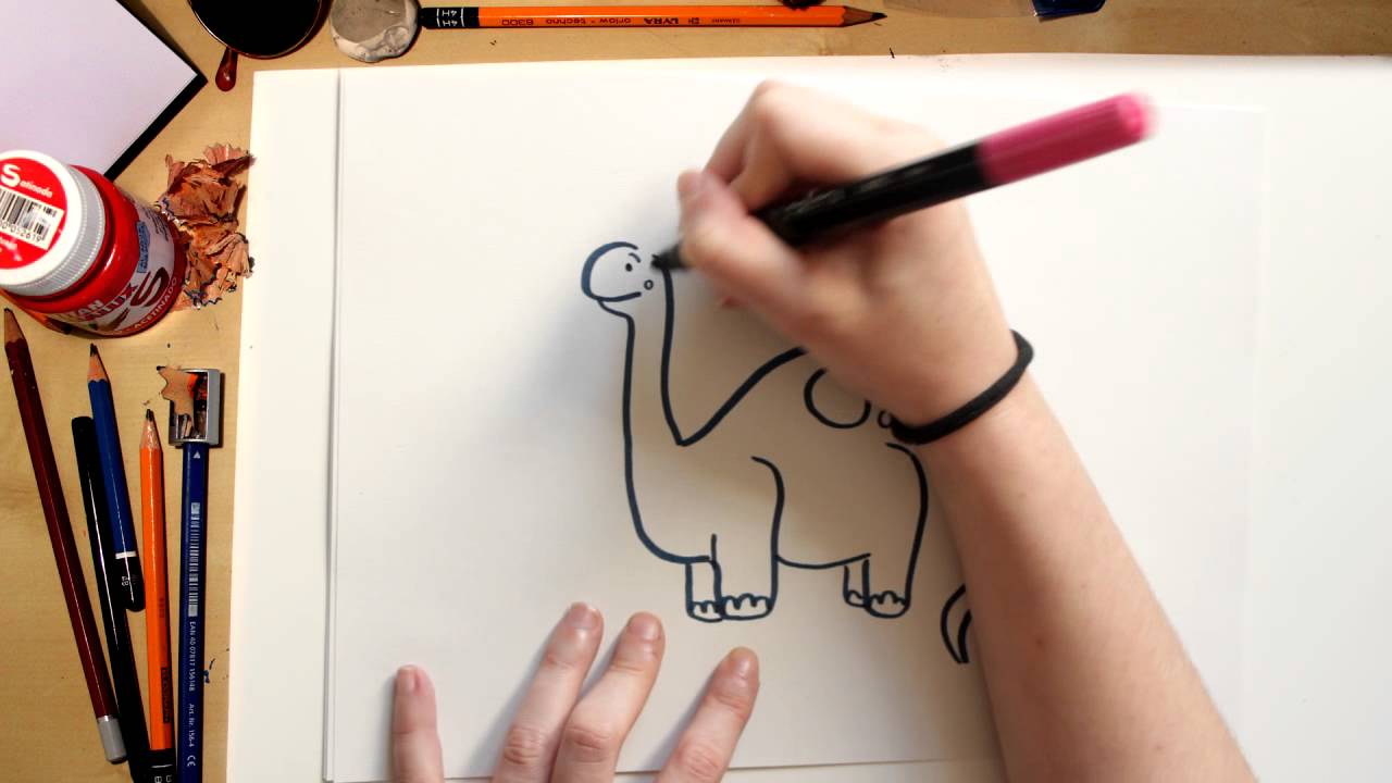Dinossauro pescoçudo azul braquiossauro desenho simples infantil
