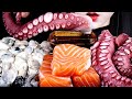 ASMR RAW OYSTER, SALMON SASHIMI, OCTOPUS, SPICY SEAFOOD/굴 먹방, 연어 먹방, 연어회 먹방, 생굴, 문어 먹방, 해산물먹방MUKBANG