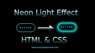 Neon Light Effect on Button using HTML and CSS | Live Practical | Source Code