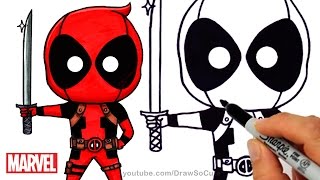 deadpool cartoon superheroes drawings drawing draw superhero marvel chibi easy step comic comics steps sketching