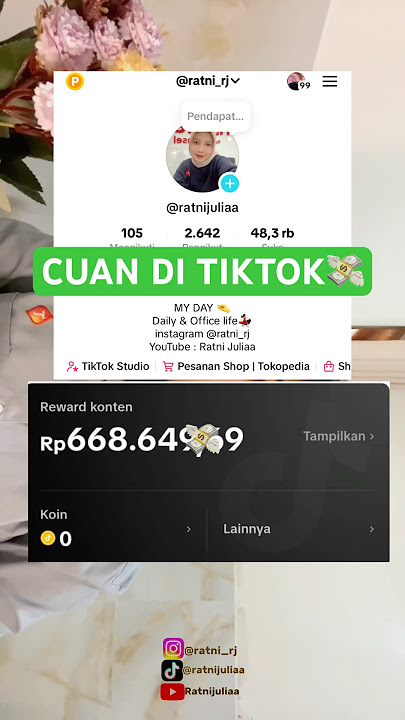 CARA DAPAT PENGHASILAN DI TIKTOK 💸💸 #tiktok #shortvideo #beritaterkini