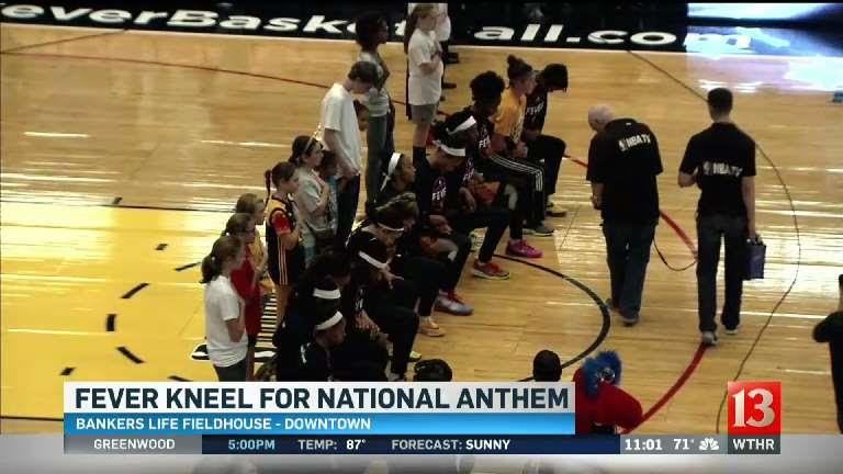 Indiana Fever WNBA Team Kneels During National Anthem