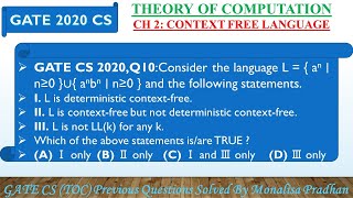 GATE CS 2020,Q10:Consider the language L ={ a^n∣ n≥0 }∪{ a^nb^n ∣n≥0 } and the following statements.
