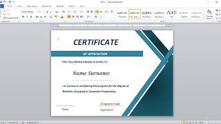 How to Design a Stylish Certificate in Microsoft Word| Full part 5