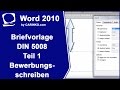 Erstellung einer Briefvorlage/Brief DIN 5008 Teil 1 - Bewerbungsschreiben MS Word - carinko.com