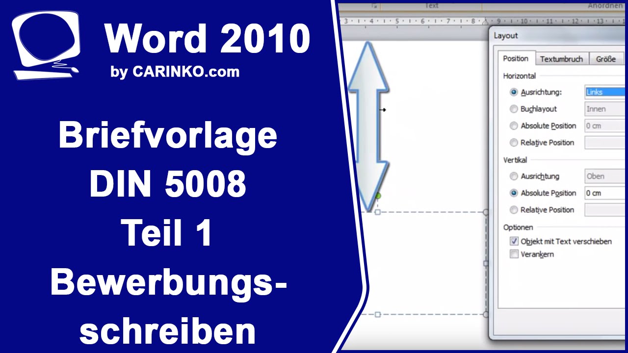 Erstellung Einer Briefvorlage Brief Din 5008 Teil 1 Bewerbungsschreiben Ms Word Carinko Com Youtube