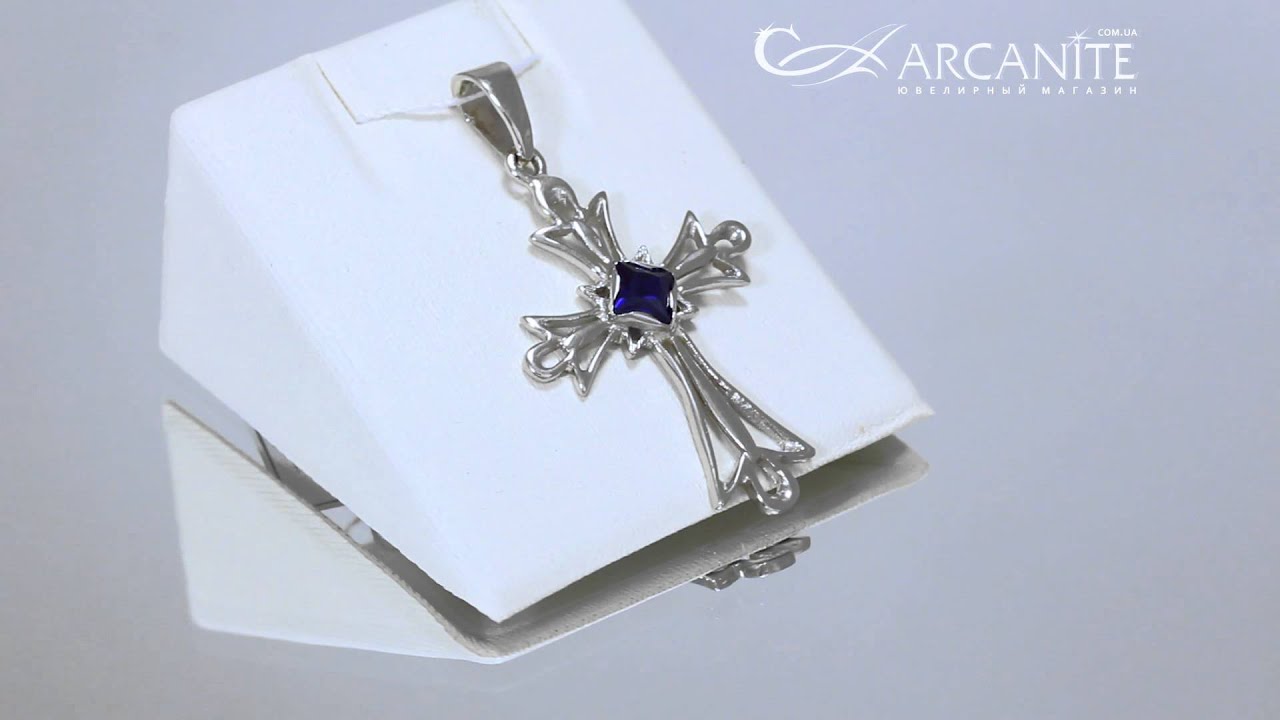 Золотой крестик с сапфиром ZT-500013