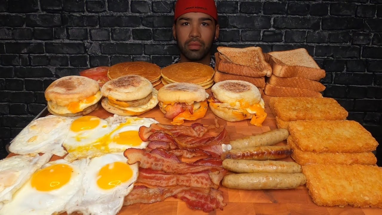 (ASMR NO TALKING) BREAKFAST MUKBANG