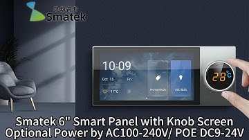 6" Smart Home Control Panel Knob Screen Tablet KNX POE Tuya RS485 Relays RJ45 Temp/Humidity Sensors