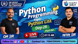 #python Python List | Python Programming | M3:R5 | OLevel | Day-28 | Part - 02| By NItin Sir
