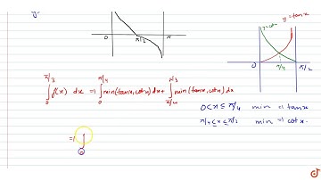 `f(x)`=Minimum`{tanx,cotx}AA x in(0,pi/2)` Then `int_0^(pi/3)f(x)dx` is equal to