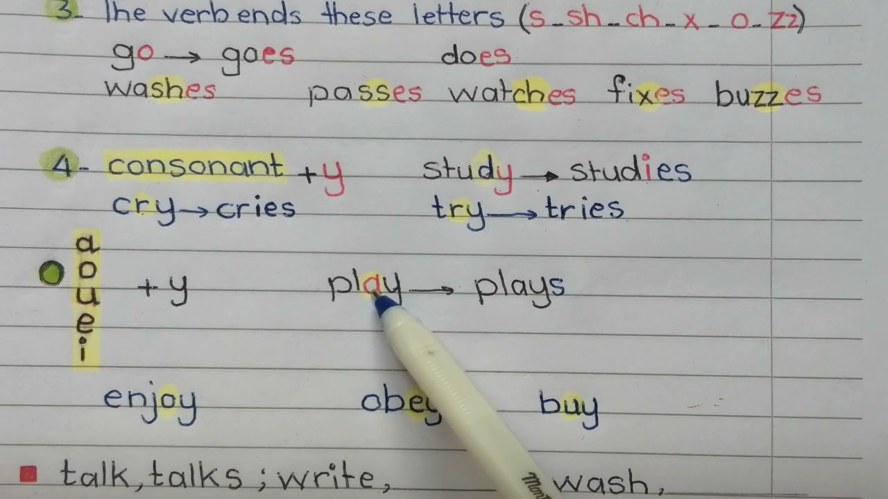 زیادکردنی s/es  بۆ کارەکان🌸إضافة s/es