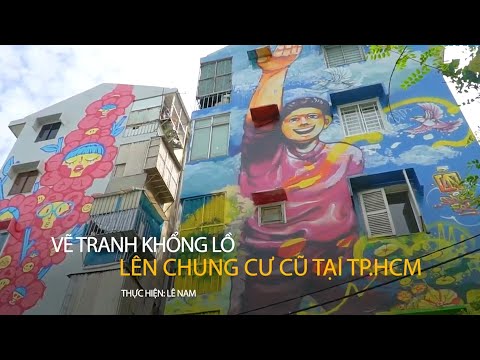 Video Dùng cần cẩu vẽ tranh khổng lồ trên chung cư cũ... - youtube