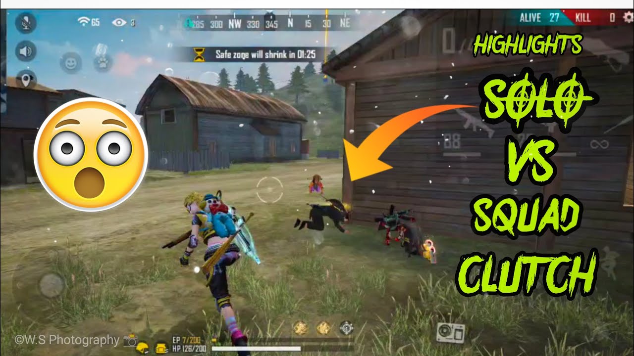 FREE FIRE || 1 VS 4 CLUTCH || KILLING MONTAGE W.S GAMING - YouTube