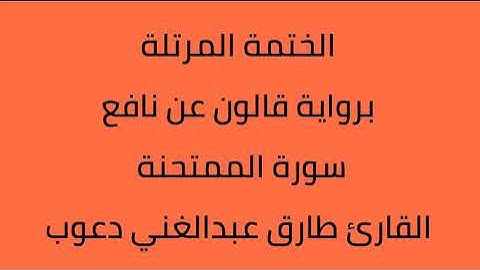 سورة الممتحنة القارئ طارق عبدالغني دعوب برواية قالون عن نافع