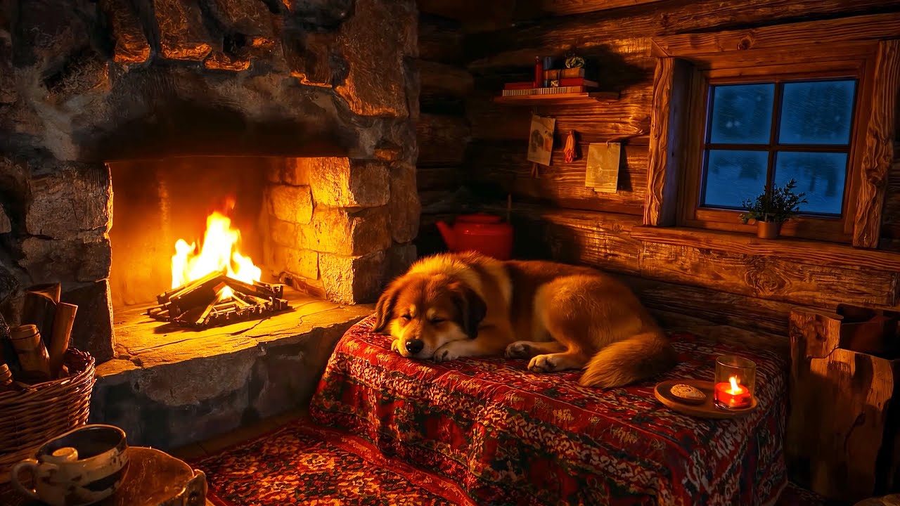Я никогда не спал так спокойно — наблюдая за сном собаки у камина в зимнем домике