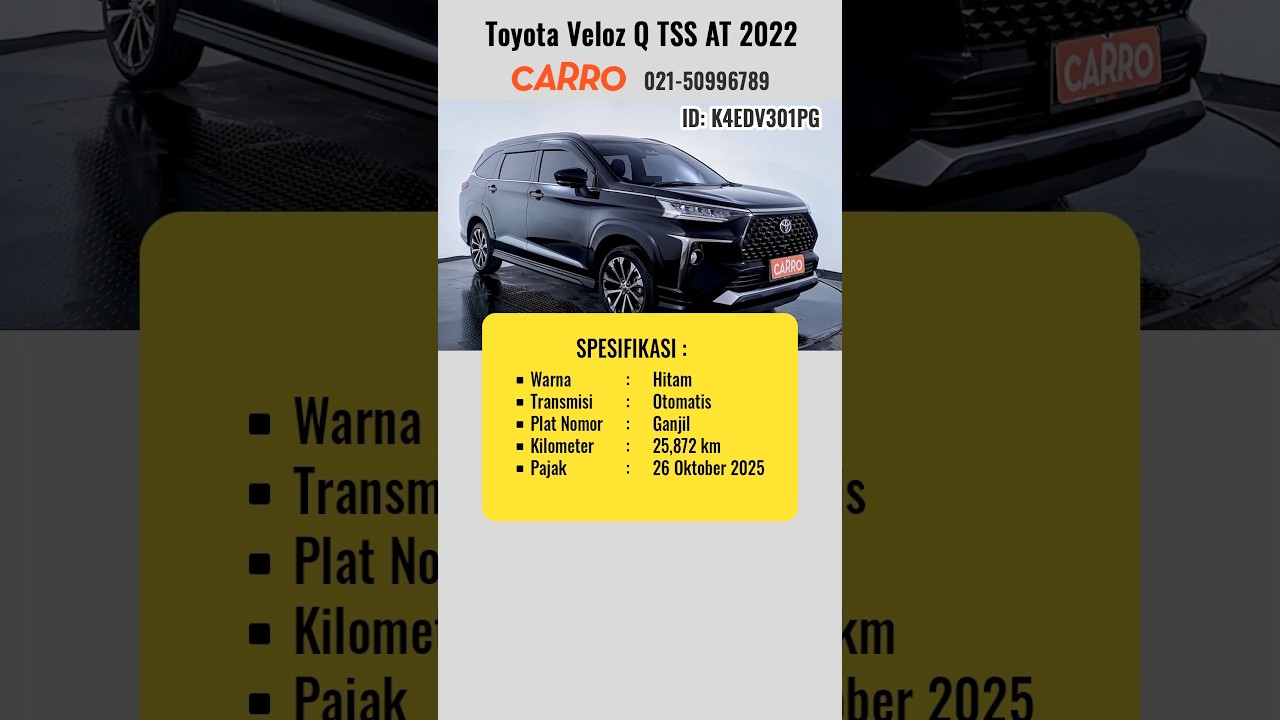 Harga Toyota Veloz Q TSS AT 2022 | Update Harga Mobil Bekas Toyota Avanza Veloz