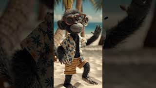 monyet berjalan santai di pinggir pantai #shorts #animasi #ai