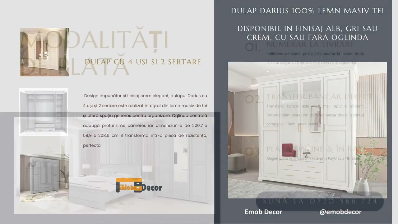 Colectia Darius lemn masiv tei 100% configurabil