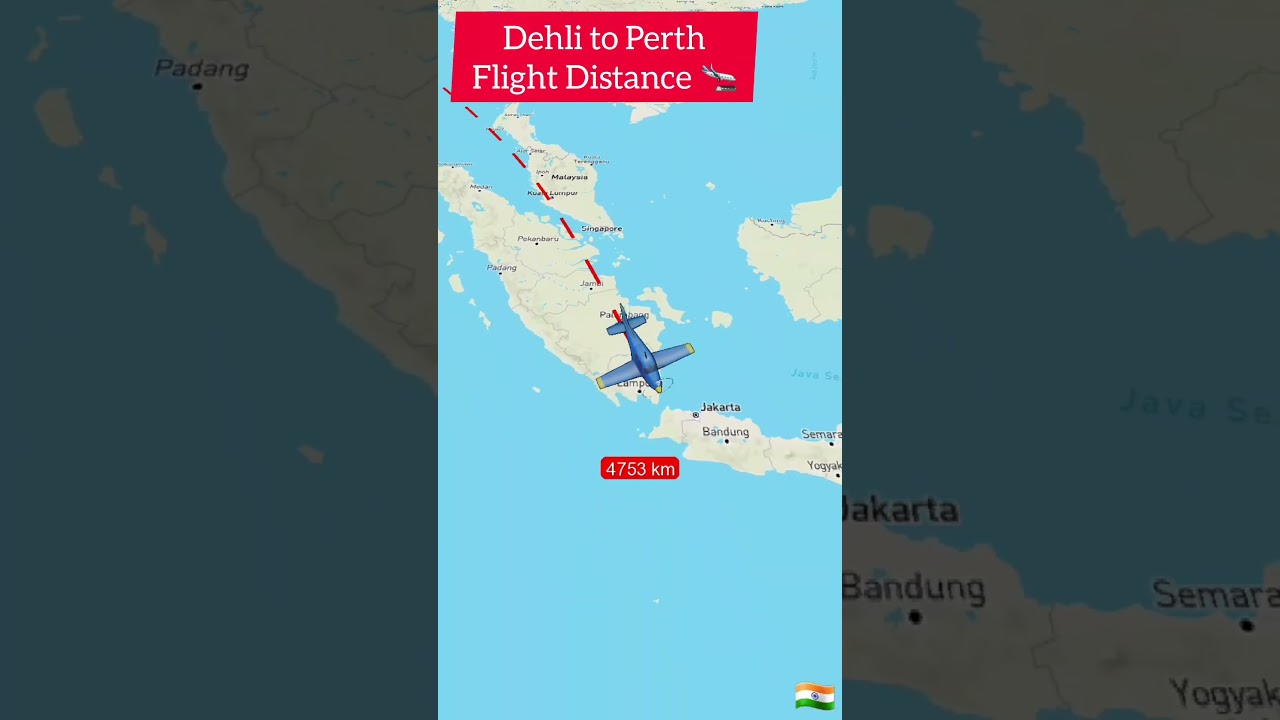 Dehli to Perth Australia Flight Travel Distance 