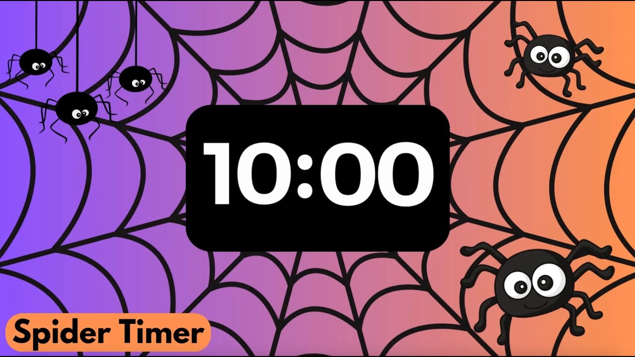 10 Minute Timer | Wiggly Spiders | October Halloween Fun - YouTube