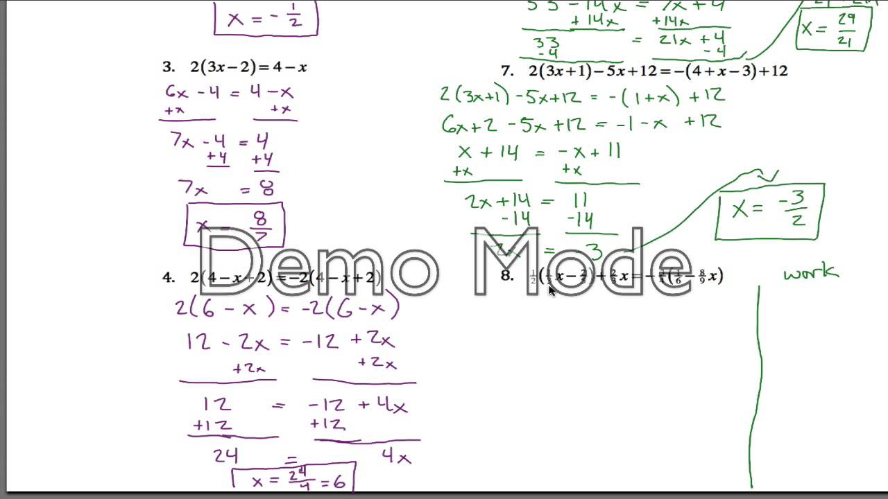 Linear Equations Worksheet - YouTube