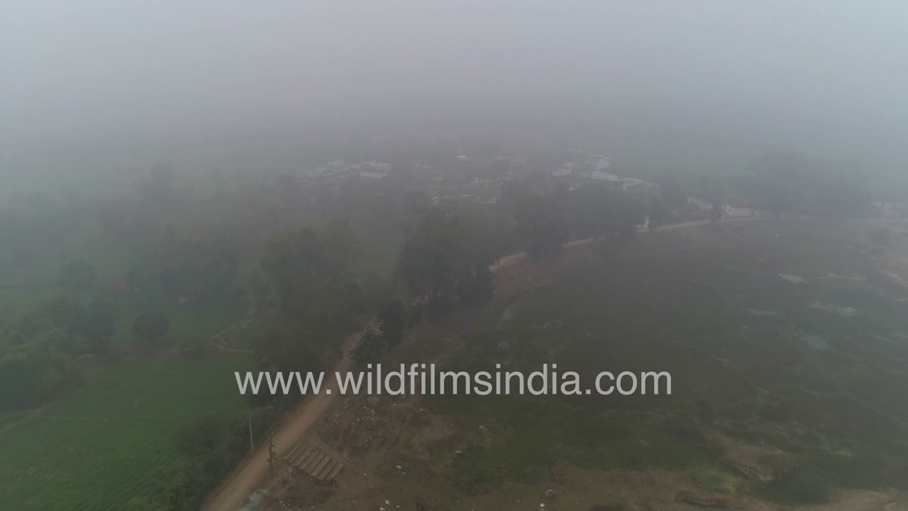 Panna town and Madla village in winter fog, around Panna National Park in Madhya Pradesh