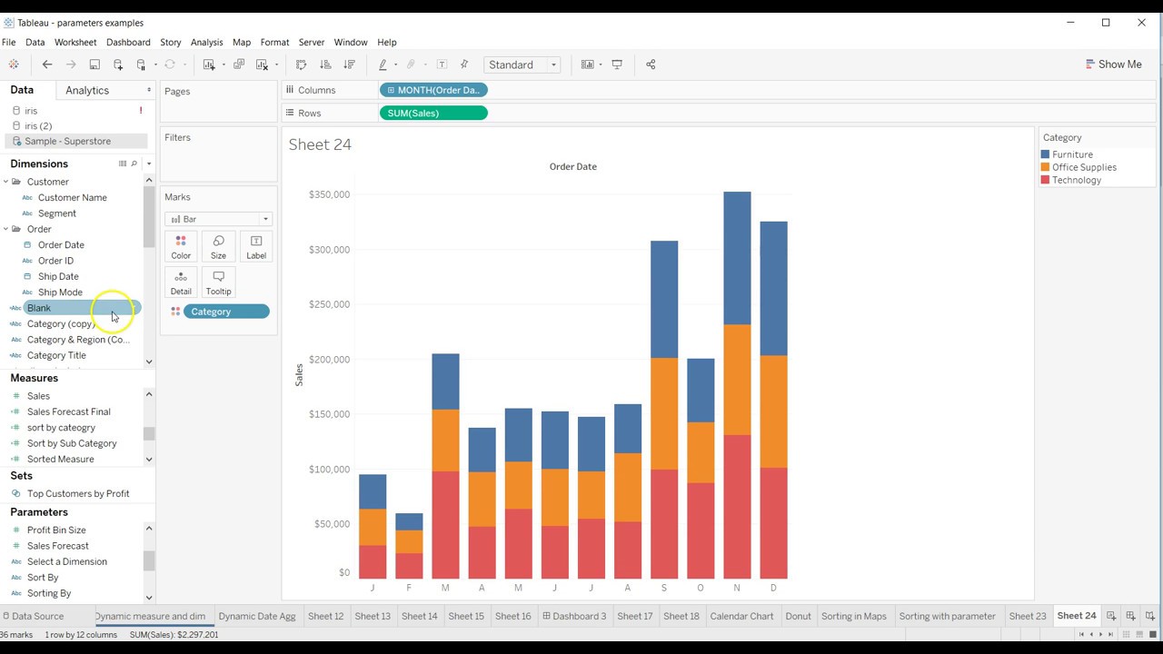 Tableau Bar Chart Different Colors