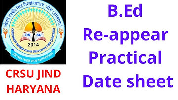 CRSU JIND B.Ed re-appear practical date sheet