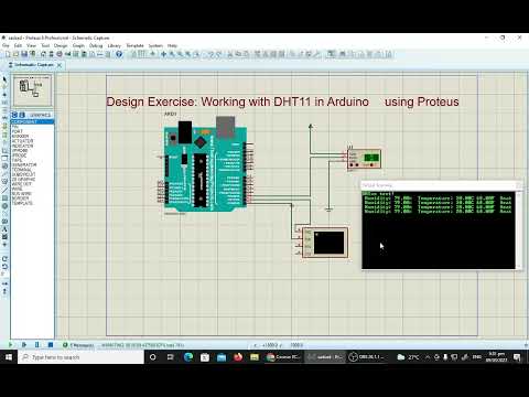 example of working DHT11 in ARDUINO using Proteus