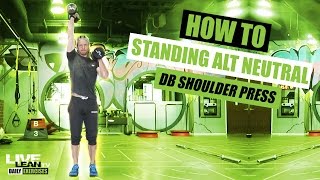 How To Do A STANDING ALTERNATING NEUTRAL GRIP DUMBBELL SHOULDER PRESS | Exercise Demonstration Video