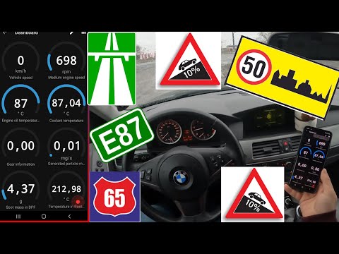 BMW E60 values on different sections of road with BIMMERLINK;