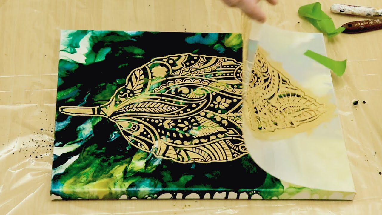 (566) AMAZING Forest Green Airbrush Acrylic Pour Painting! 🌳🍃🎨