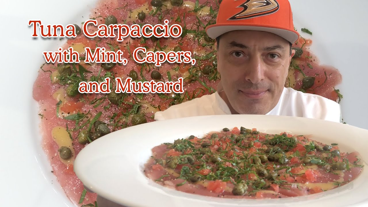 Authentic Sicilian Tuna Carpaccio with Mint, Capers and Mustard with