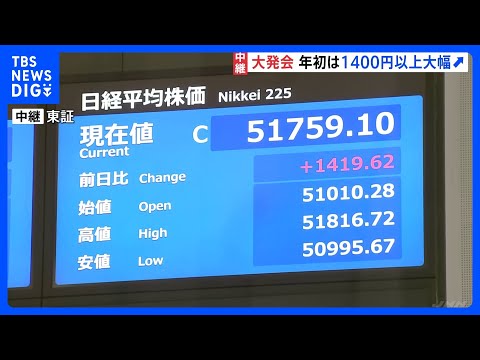 【大発会】一時1400円超大幅値上がり　東京株式市場　3週間ぶりに節目の5万1000円を回復　上昇基調保てるか「持続力」試される1年｜TBS NEWS DIG