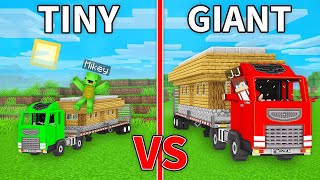 JJ's GIANT Truck vs Mikey's TINY Truck Build Battle in Minecraft  Maizen