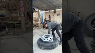 Installing a truck tire step by step.#truck #mechanicwork #automotive #repairprocess #fyp #shorts