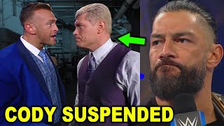 Cody Rhodes Suspended by WWE as Roman Reigns is Shocked by SmackDown GM Nick Aldis Announcement