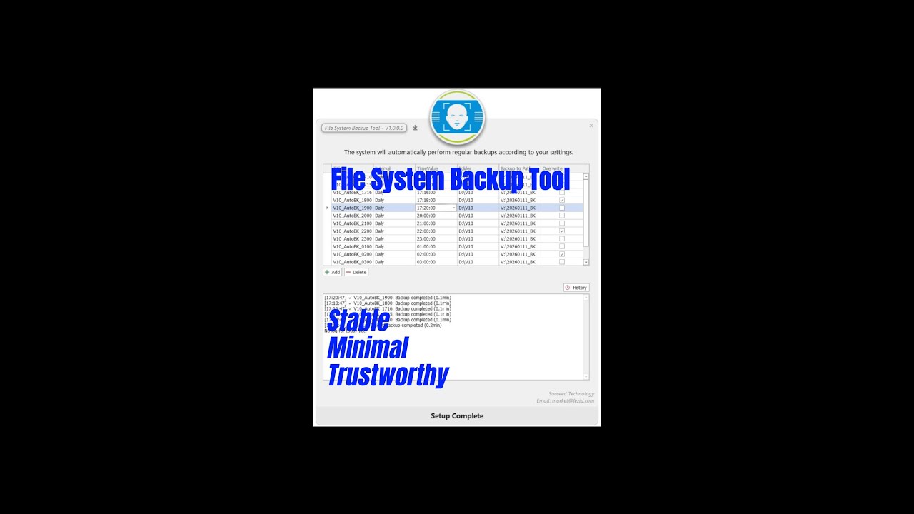 A Truly Local, Free Automatic Backup Tool for Windows