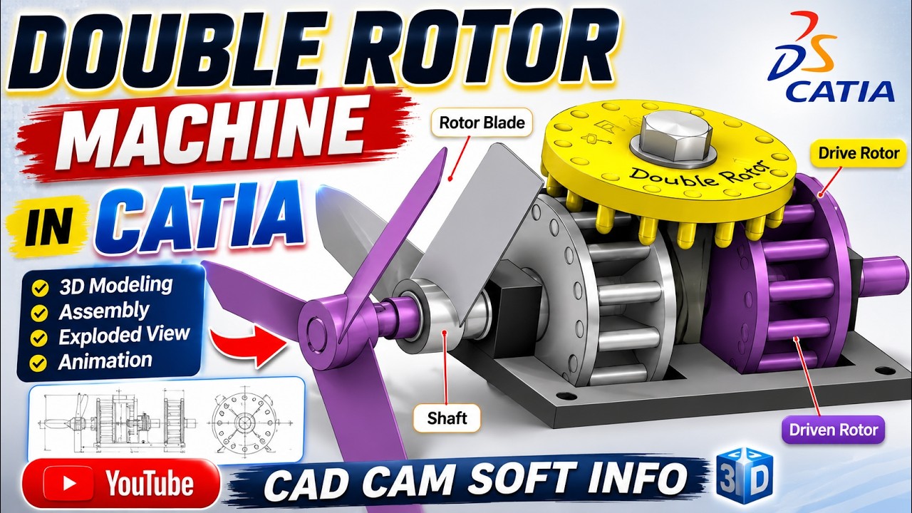 Double Rotor Machine Design in CATIA | Complete CAD Modeling Tutorial ...