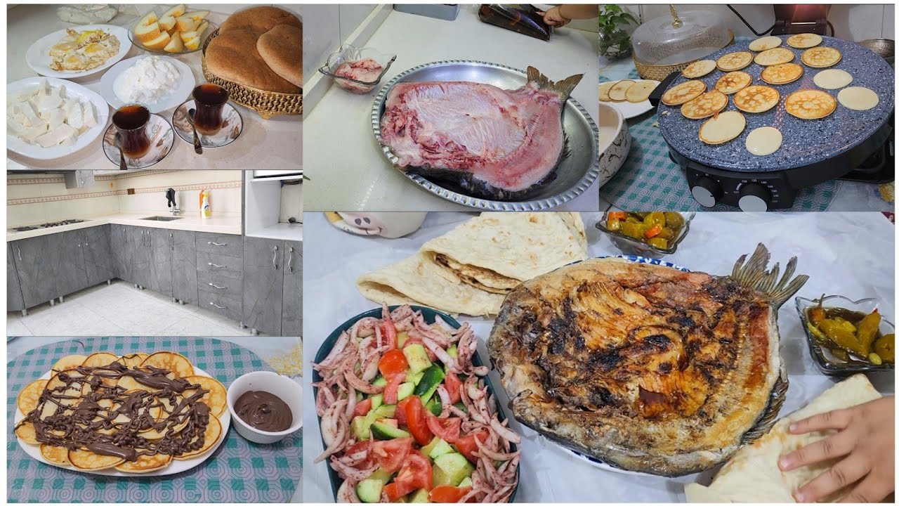 يوم شتائي تنظيف المطبخ قبل الفراش💪ليش عزلت من عيالي🤫بان كيك وسمج شوي🐟🤤