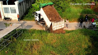 Wonderful Project Filling Land By Skills Miniature Bulldozer Pushing Dirt And 5 Ton Truck Unloading