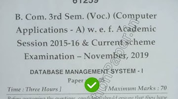 2019 Mdu BCom CA 3rd Sem Database Management System Question Paper