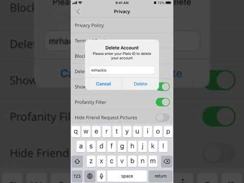 How to delete account in Plato app?