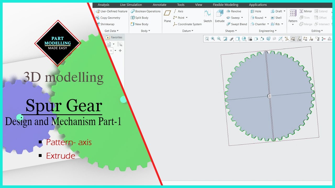 Spur gear Design and Mechanism Part 1 Creo Tutorials YouTube