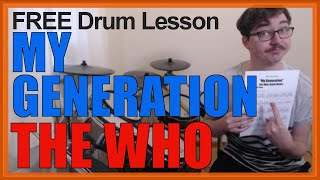 ★ My Generation (The Who) ★ FREE Video Drum Lesson | How To Play SONG (Keith Moon)