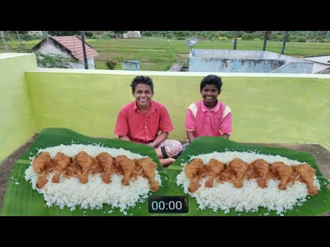 6 CHICKEN LEG PIECE GRAVY WHITE RICE | EATING CHALLENGE | VILLAGE BOYS | Village Food Trends